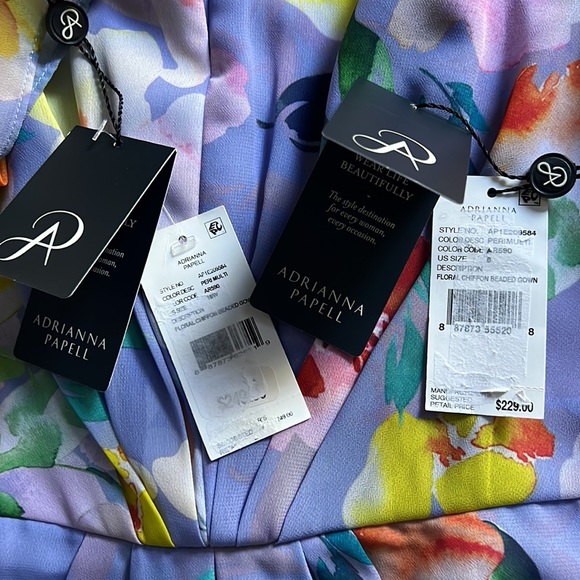 Adrianna Papell Floral Print Chiffon Gown - Picture 15 of 16